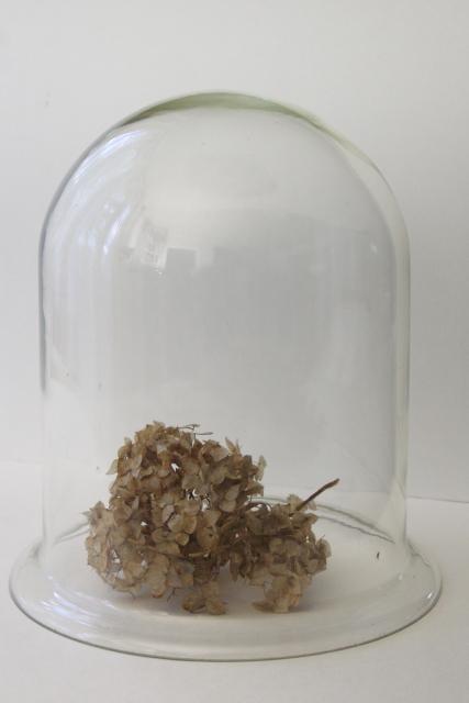 photo of huge old blown glass cloche, bell jar dome for display, clock cover or terrarium #1