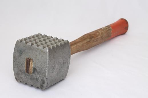 photo of huge old butcher's meat mallet, meat tenderizer hammer for meat processing butchering tool  #2