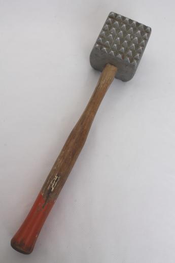 photo of huge old butcher's meat mallet, meat tenderizer hammer for meat processing butchering tool  #5