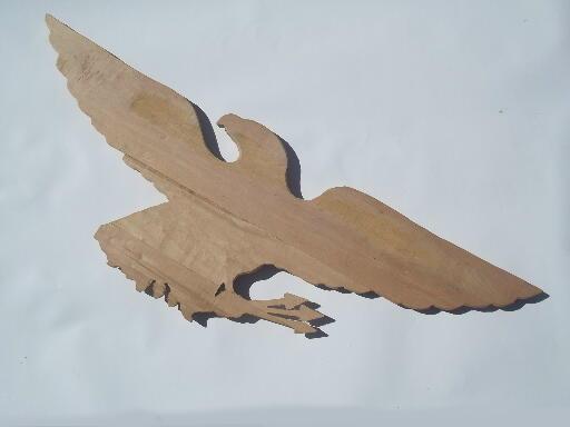 photo of huge old hand carved wood Federal eagle, folk art wooden eagle wall plaque #6