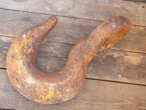 photo of huge old iron ships chain, construction crane or industrial hoist hook #2