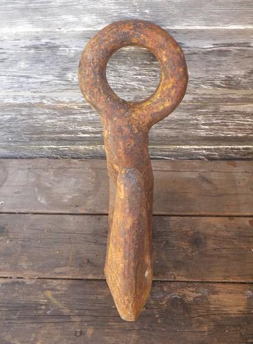 huge old iron ships chain, construction crane or industrial hoist hook