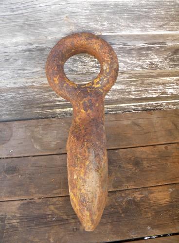 photo of huge old iron ships chain, construction crane or industrial hoist hook #4