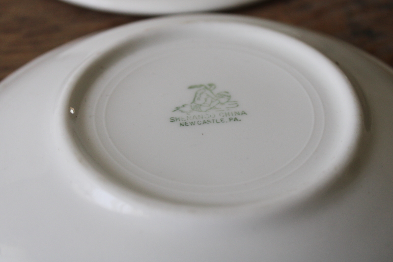 photo of huge old ironstone china saucer plates WWII vintage marked USQMC US military dinnerware #5
