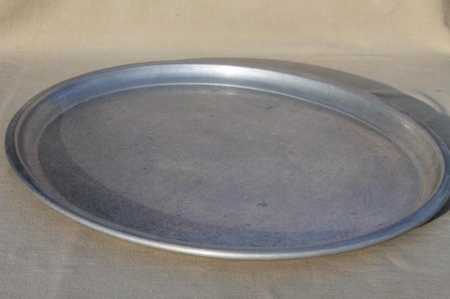 photo of huge old metal bussing / waiter's tray, oval aluminum tray mid-century vintage #1