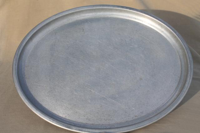 photo of huge old metal bussing / waiter's tray, oval aluminum tray mid-century vintage #2