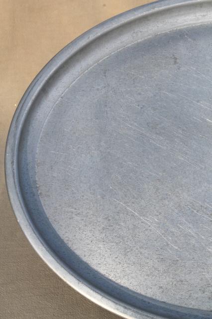 photo of huge old metal bussing / waiter's tray, oval aluminum tray mid-century vintage #3
