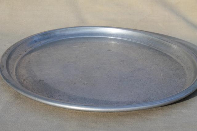 photo of huge old metal bussing / waiter's tray, oval aluminum tray mid-century vintage #4