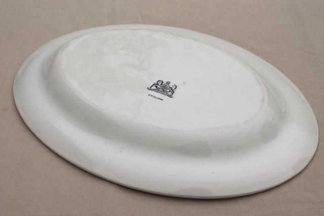 photo of huge old plain white English ironstone china platter or tray, Royal Arms mark #6