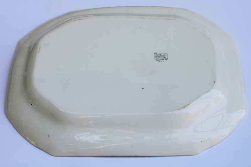 photo of huge old platter w/ Jacobean style floral, Paramount Ivory TS&T china vintage 1920s or 30s #5