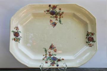 catalog photo of huge old platter w/ Jacobean style floral, Paramount Ivory TS&T china vintage 1920s or 30s 