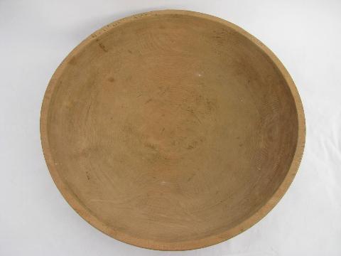 photo of huge old primitive turned wood bowl, vintage kitchen woodenware #2