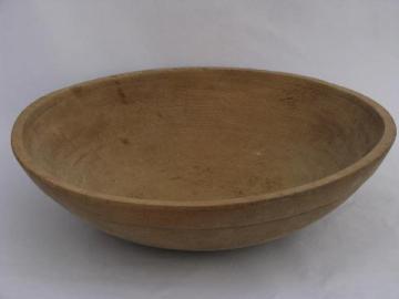 catalog photo of huge old primitive turned wood bowl, vintage kitchen woodenware