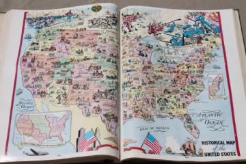 catalog photo of huge old school library atlas w/ big color maps to frame or re-purpose