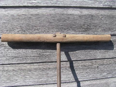 photo of huge old wood barn beam drills / hand augers, antique farm primitive tool #6