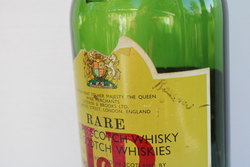 photo of huge one gallon size J & B Scotch whisky bottle, green glass liquor bottle vintage whiskey bar decor  #2