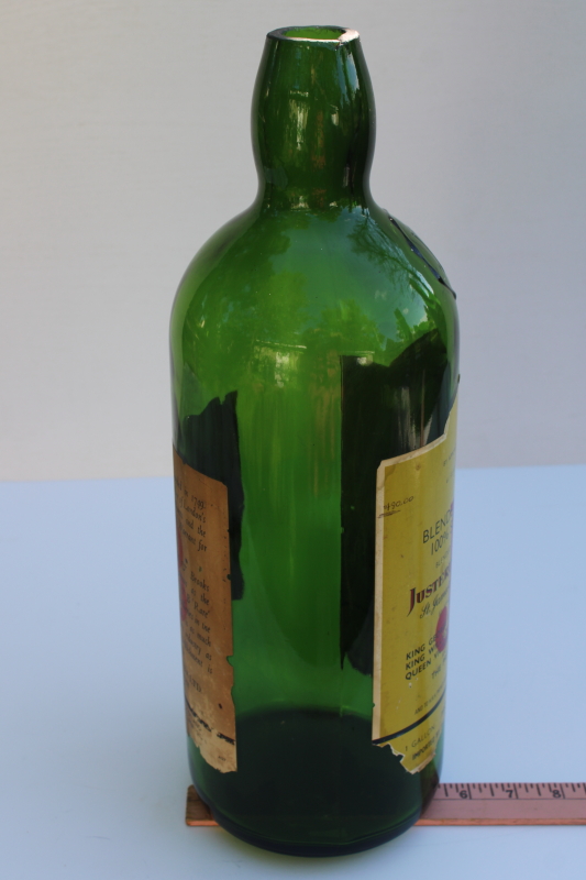 photo of huge one gallon size J & B Scotch whisky bottle, green glass liquor bottle vintage whiskey bar decor  #6