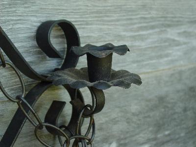 photo of huge retro black iron gothic candle wall sconce #3