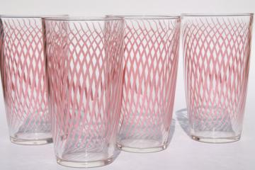 catalog photo of huge retro cooler lemonade drinking glasses, vintage Hazel Atlas pink crinoline stripe