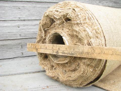 photo of huge roll of natural color vintage hessian burlap fabric, 20 yards #4
