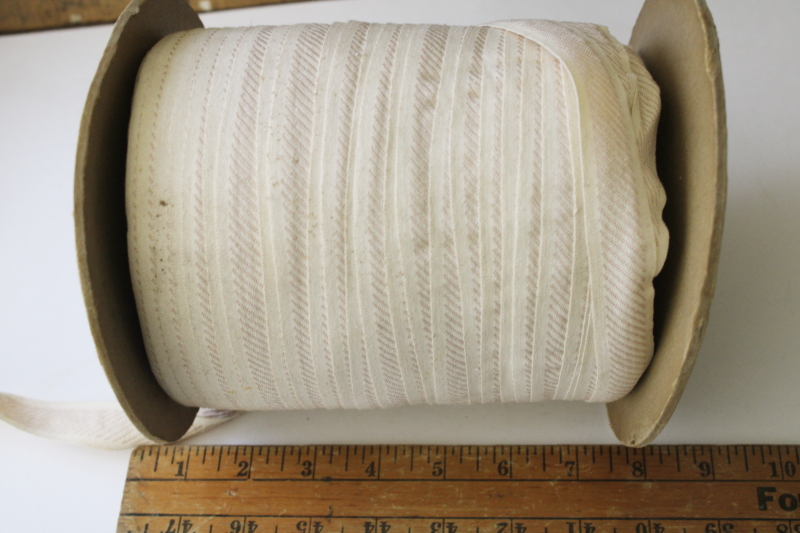 photo of huge roll of vintage sewing or home decor trim, ivory cotton braid w/ rose tan rayon, soft neutral colors  #3