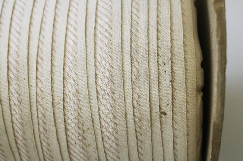 photo of huge roll of vintage sewing or home decor trim, ivory cotton braid w/ rose tan rayon, soft neutral colors  #6