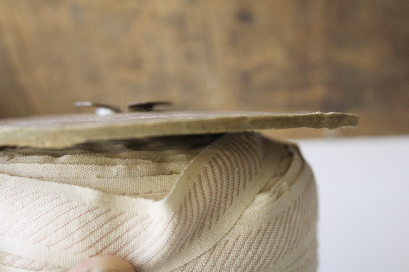 photo of huge roll of vintage sewing or home decor trim, ivory cotton braid w/ rose tan rayon, soft neutral colors  #10