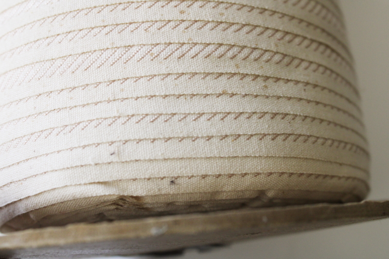photo of huge roll of vintage sewing or home decor trim, ivory cotton braid w/ rose tan rayon, soft neutral colors  #11