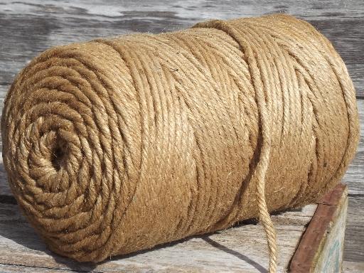 photo of huge roll vintage jute twine, natural  burlap color rope or heavy cord #2