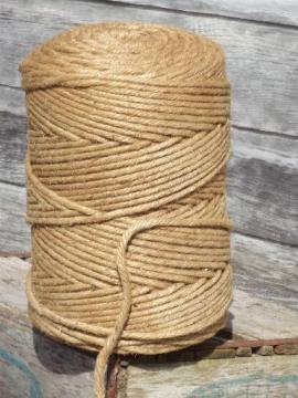 catalog photo of huge roll vintage jute twine, natural  burlap color rope or heavy cord