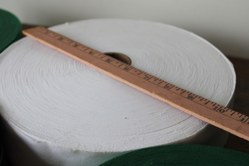 photo of huge rolls cotton broadcloth bias cut seam tape quilt binding new old stock vintage sewing supplies #6