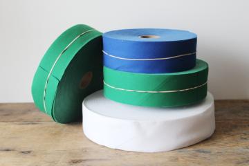 catalog photo of huge rolls cotton broadcloth bias cut seam tape quilt binding new old stock vintage sewing supplies 