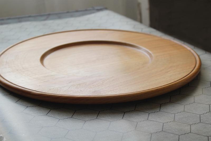 photo of huge round butternut wood bread tray or charcuterie & cheese board, serving plate #2