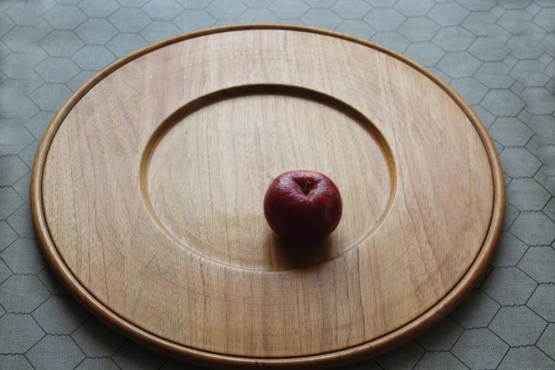 photo of huge round butternut wood bread tray or charcuterie & cheese board, serving plate #5