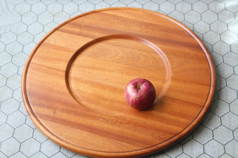 photo of huge round mahogany wood bread tray or charcuterie & cheese board, serving plate #2