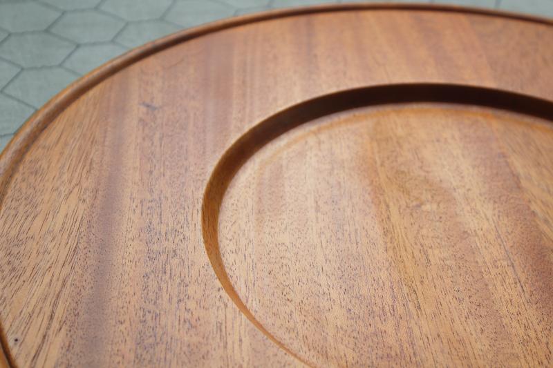 photo of huge round mahogany wood bread tray or charcuterie & cheese board, serving plate #3