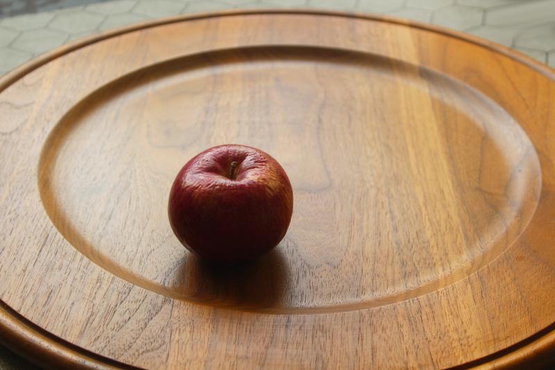 photo of huge round walnut wood bread tray or charcuterie & cheese board, serving plate #3