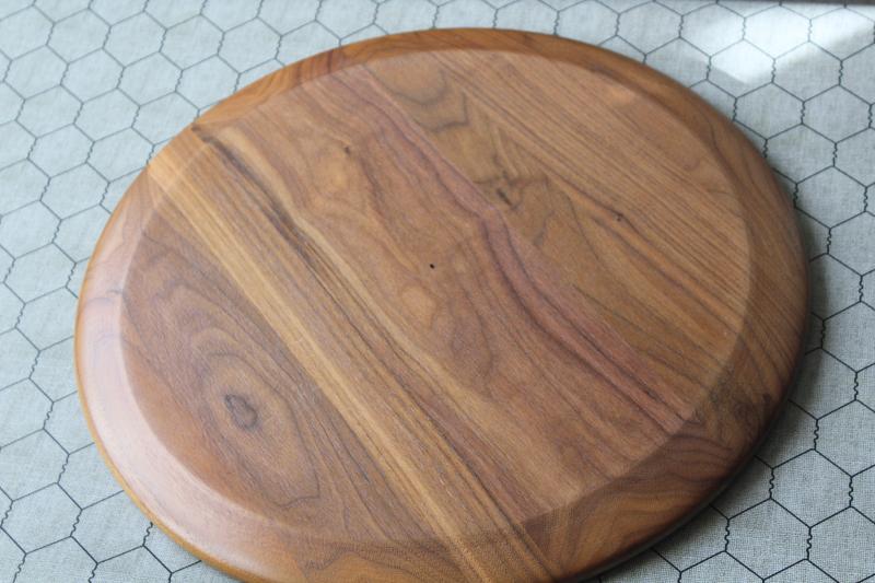 photo of huge round walnut wood bread tray or charcuterie & cheese board, serving plate #4