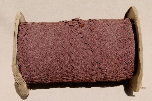 photo of huge spool vintage cotton rick-rack sewing trim, chocolate brown rickrack #3