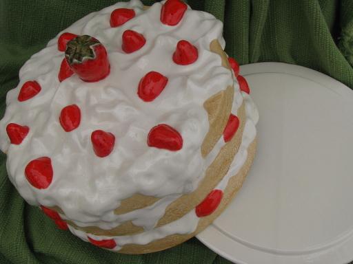 photo of huge strawberry shortcake cake stand, handmade ceramic plate and cover #2