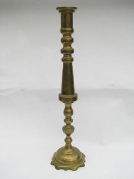 catalog photo of huge vintage candlestick, solid brass