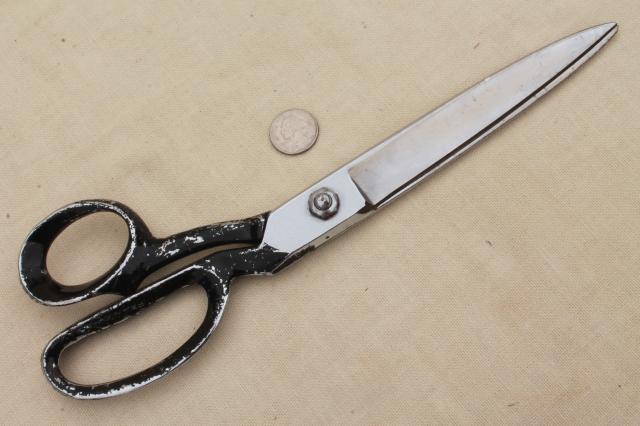 photo of huge vintage fabric shears upholstery or tailor's sewing scissors Clauss #332 #3