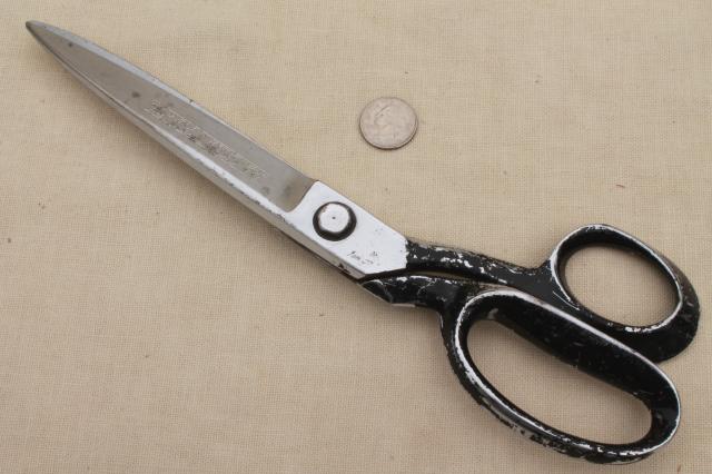 photo of huge vintage fabric shears upholstery or tailor's sewing scissors Clauss #332 #4