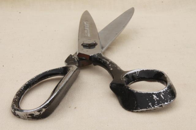 photo of huge vintage fabric shears upholstery or tailor's sewing scissors Clauss #332 #6