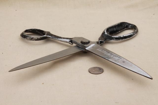 photo of huge vintage fabric shears upholstery or tailor's sewing scissors Clauss #332 #7