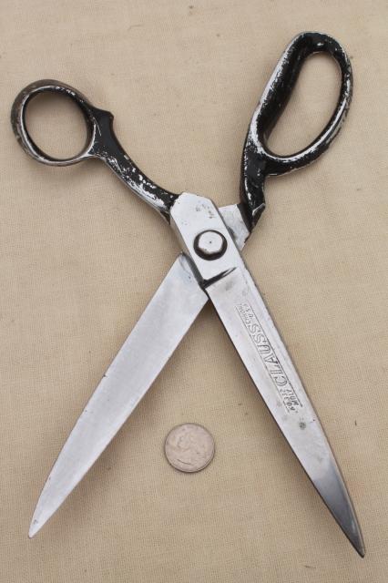 photo of huge vintage fabric shears upholstery or tailor's sewing scissors Clauss #332 #8