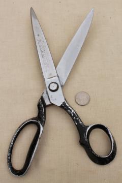 catalog photo of huge vintage fabric shears upholstery or tailor's sewing scissors Clauss #332