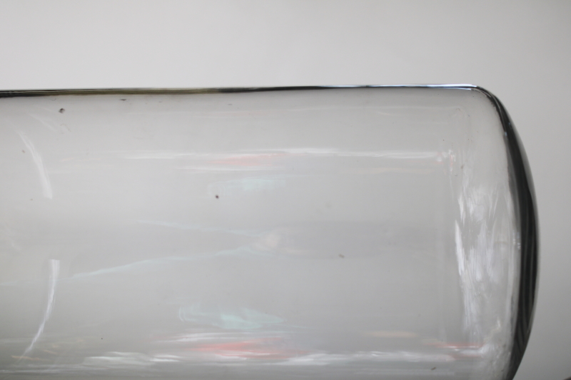 photo of huge vintage glass cloche, clock case cover or display dome tall narrow shape w/ wide rim base  #3