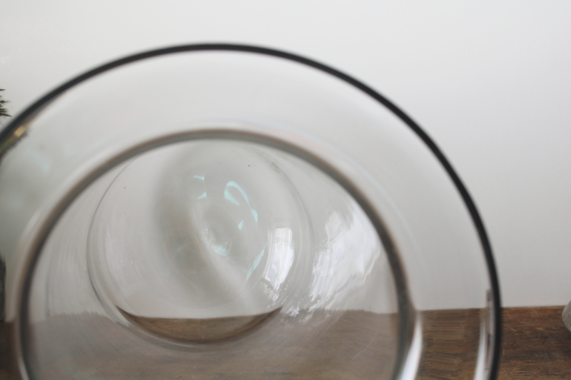 photo of huge vintage glass cloche, clock case cover or display dome tall narrow shape w/ wide rim base  #4