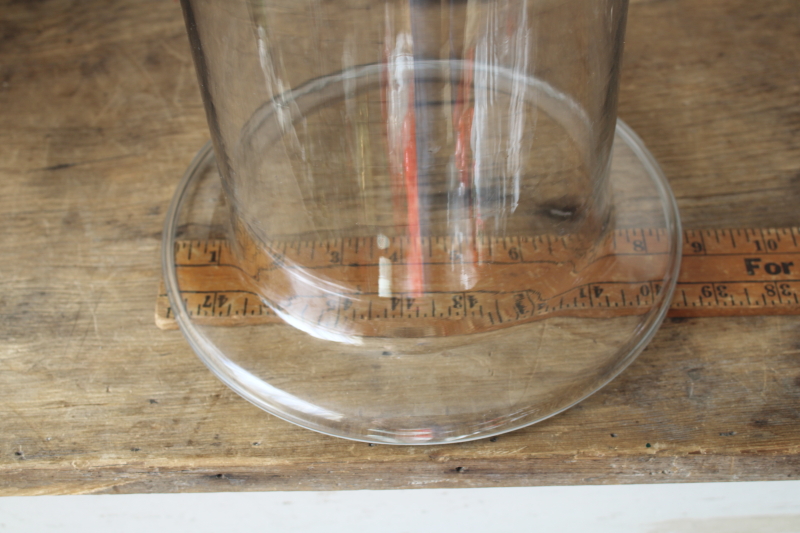 photo of huge vintage glass cloche, clock case cover or display dome tall narrow shape w/ wide rim base  #7